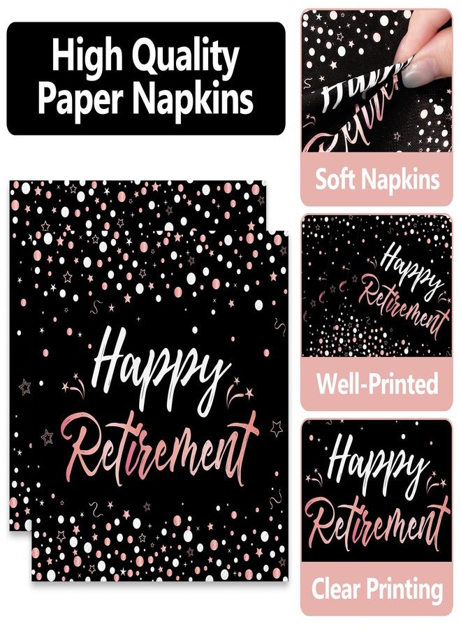 JarThenaAMCS مناديل كوكتيل للتقاعد من جارثينا إيه إم سي إس، ٥٠ قطعة، لون ذهبي وردي، مناديل ورقية للاستخدام مرة واحدة، ثلاث طبقات سميكة، مثالية لحفلات التقاعد. - Image 3